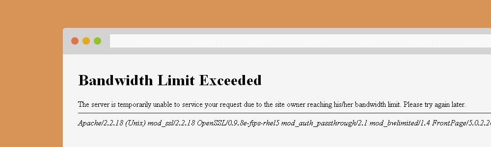 A web page showing that Bandwidth limit has been exceeded