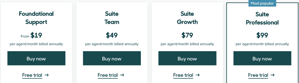 zendesk support suite pricing