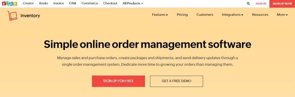 Zoho Inventory free order management software
