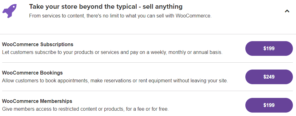 WooCommerce product extensions