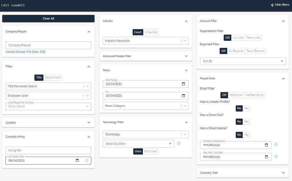 01.1 Lead411 Sales Intelligence Software: Advanced Search Function
