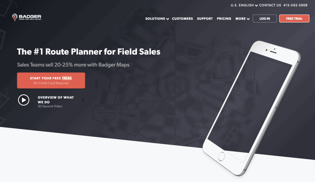 badger maps homepage