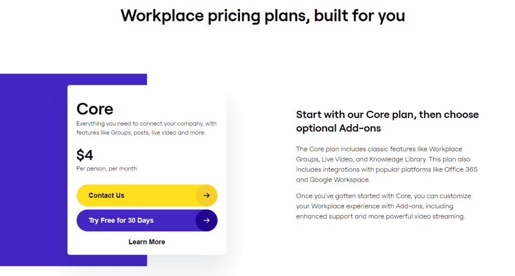 Workplace Pricing Plans