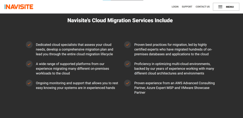 Cloud Migration Services - Navisite Features
