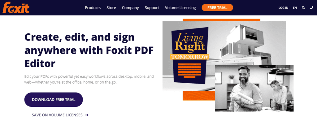 Foxit PDF Editor homepage