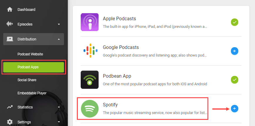 PodBean distribution to Spotify
