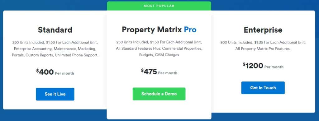 Property Matrix Pricing Plan