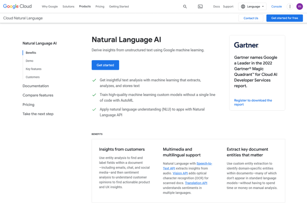 Speech Analytics Software - Google Cloud Natural Language API