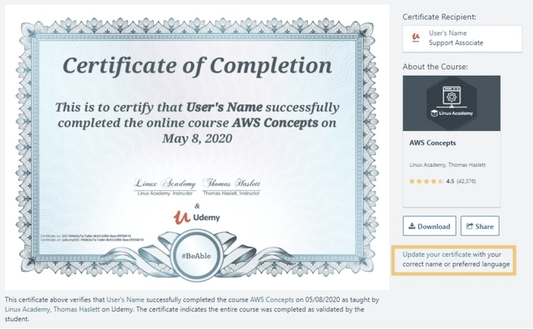 Udemy Certificate of Completion