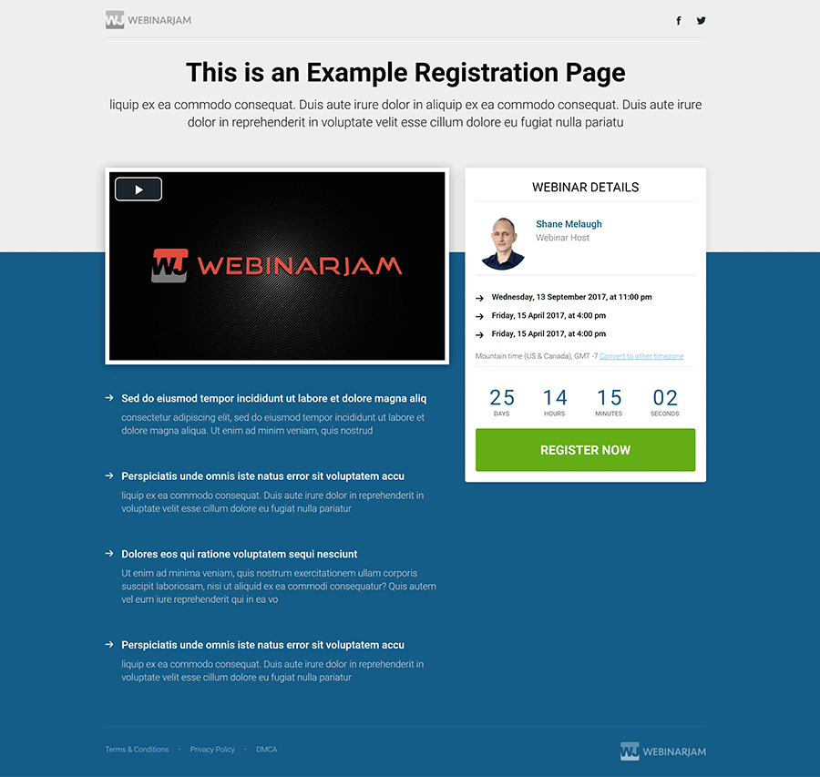 WebinarJam registration template