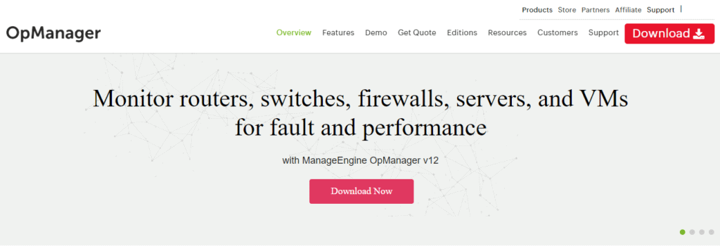 OpManager homepage