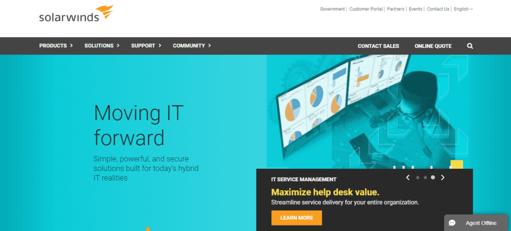 patch management software - Solarwinds homepage