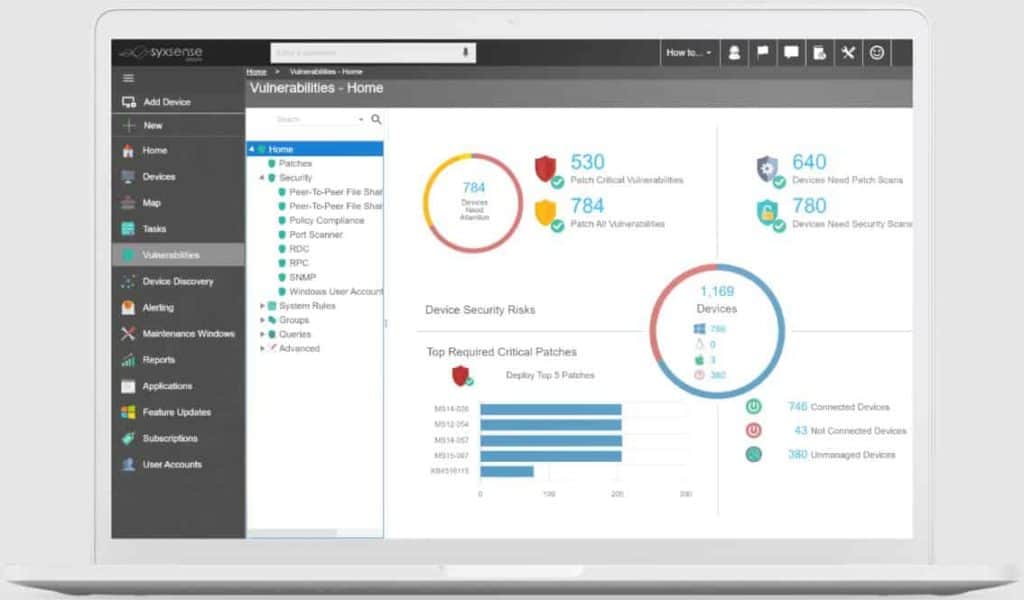 patch management software - syxsense manage dashboard