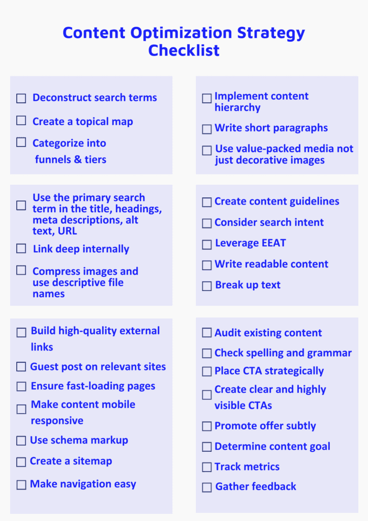 Content Optimization Strategies - Checklist